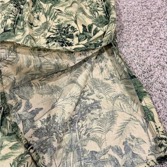 ZARA WRAP Style Green Forest Print PAREO Linen Blend Maxi DRESS SideSlit Women M - Picture 6 of 12